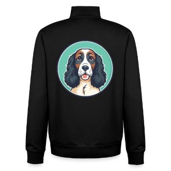 Anglais Springer Spaniel Chien Race Dessin Animé Kawaii - Sweat zippé unisexe en coton bio Stanley/Stella - noir - Dos - AI Model Male 185 light (185cm)