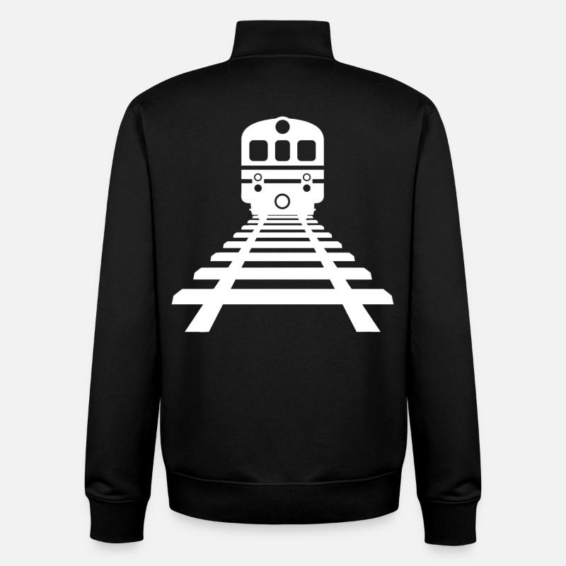 Dessin ferroviaire - Sweat zippé unisexe en coton bio Stanley/Stella - noir