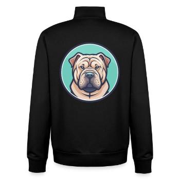 Miniatur Shar Pei Hunderasse Karikatur Kawaii - Unisex Organic Zip Sweatshirt von Stanley/Stella - Schwarz - Hinten - AI Model Male 185 light (185cm)