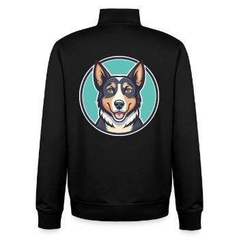Nouvelle-Zélande Tête Chien Race Drôle Dessin Animé Kawaii - Sweat zippé unisexe en coton bio Stanley/Stella - noir - Dos - AI Model Male 185 light (185cm)