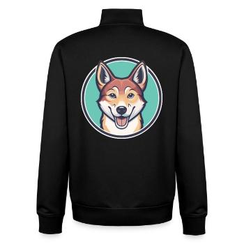 Neuguinea Singende Hunderasse Karikatur Kawaii - Unisex Organic Zip Sweatshirt von Stanley/Stella - Schwarz - Hinten - AI Model Male 185 light (185cm)