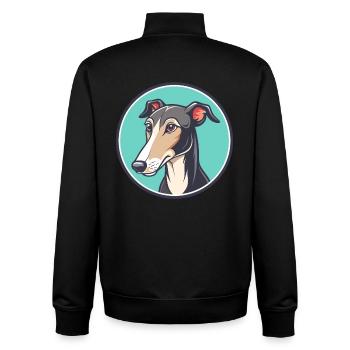 Polish Greyhound Dog Breed Cartoon Kawaii Clipart - Unisex Organic Zip Sweatshirt by Stanley/Stella - black - Back - AI Model Male 185 light (185cm)