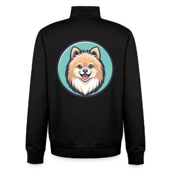 Poméranien Spitz Chien Race Dessin Animé Kawaii Clipart - Sweat zippé unisexe en coton bio Stanley/Stella - noir - Dos - AI Model Male 185 light (185cm)
