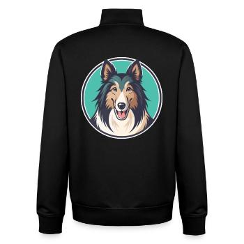 Scotch Collie Dog Breed Cartoon Kawaii Clipart Pet - Unisex Organic Zip Sweatshirt by Stanley/Stella - black - Back - AI Model Male 185 light (185cm)