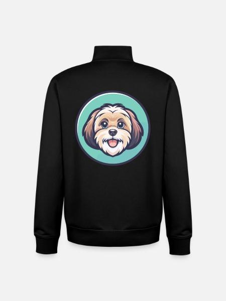 ShihPoo Dog Breed Cartoon Character Kawaii Clipart - Unisex Organic Zip Sweatshirt by Stanley/Stella - black