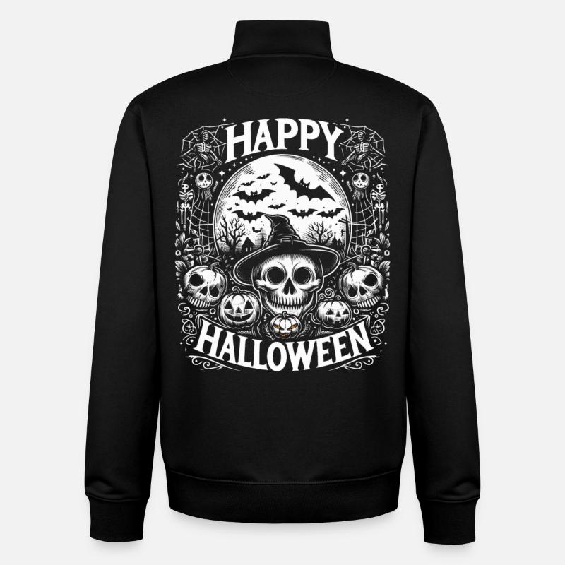 Joyeux halloween - Sweat zippé unisexe en coton bio Stanley/Stella - noir