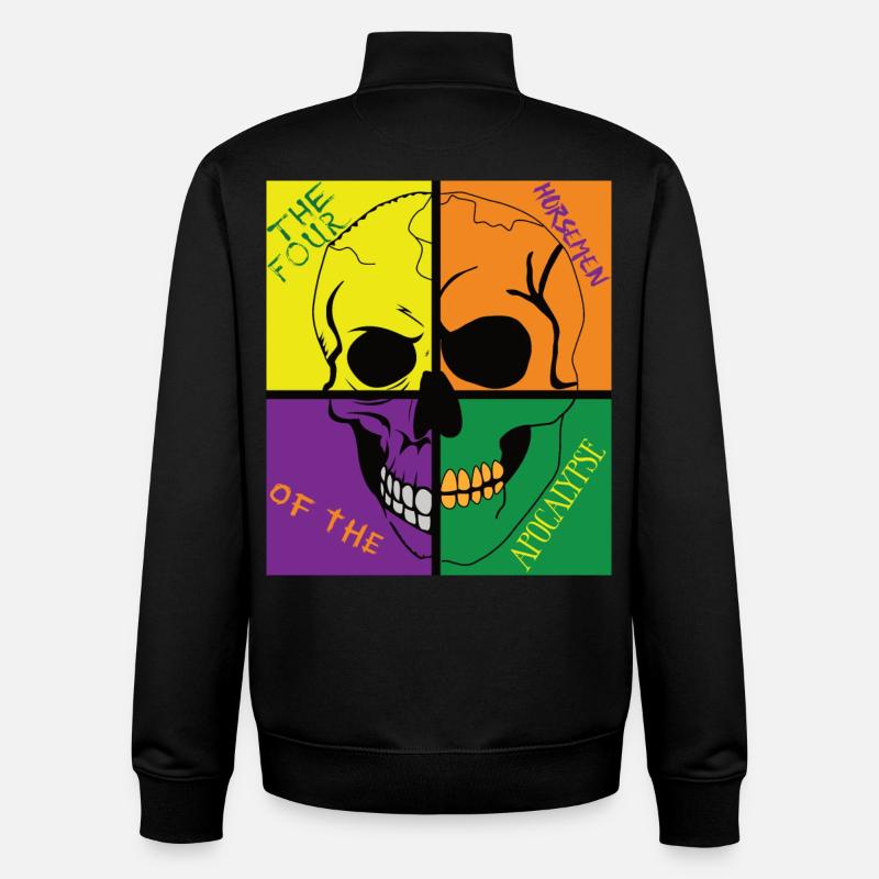 Crâne de l’Apocalypse - Sweat zippé unisexe en coton bio Stanley/Stella - noir