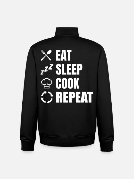 Eat Sleep Cook Repeat - Unisex Organic Zip Sweatshirt by Stanley/Stella - black
