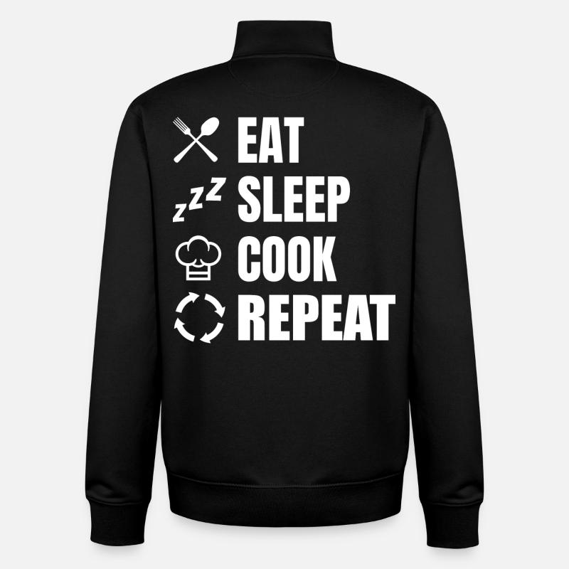 Eat Sleep Cook Repeat - Unisex Organic Zip Sweatshirt by Stanley/Stella - black