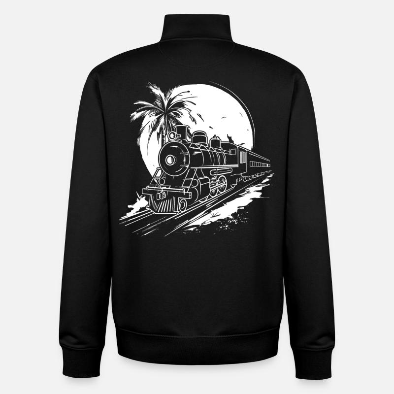 Graphique ferroviaire - Sweat zippé unisexe en coton bio Stanley/Stella - noir