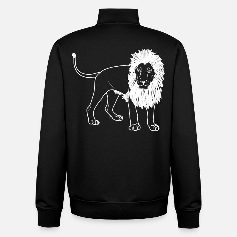Lineart du lion - Sweat zippé unisexe en coton bio Stanley/Stella - noir