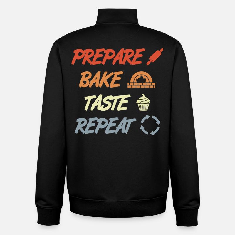 Prepare Bake Taste Repeat - Unisex Organic Zip Sweatshirt by Stanley/Stella - black