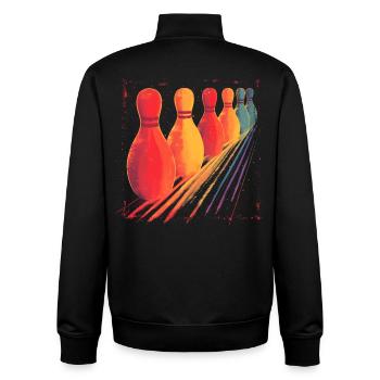 Oldschool Bowling Drawing - Unisex Organic Zip Sweatshirt by Stanley/Stella - black - Back - AI Model Male 185 light (185cm)