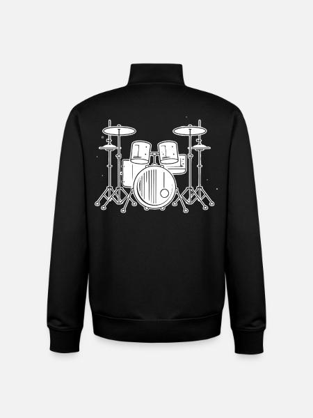 Drum Set Drawing - Unisex Organic Zip Sweatshirt by Stanley/Stella - black