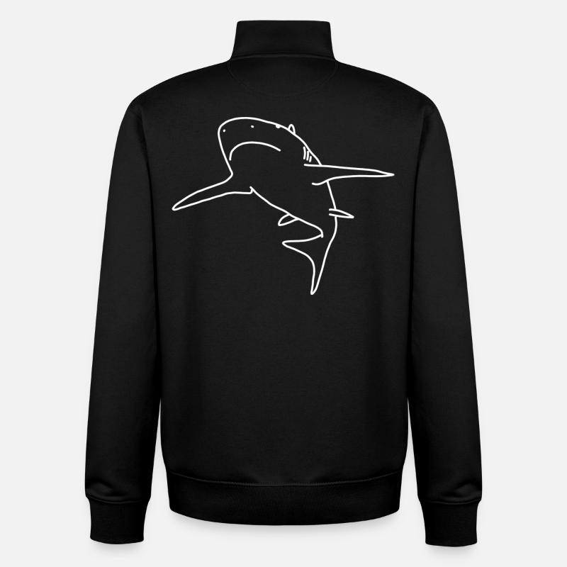 Lineart requin - Sweat zippé unisexe en coton bio Stanley/Stella - noir