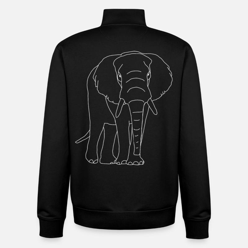 Elefant lineart - Unisex Organic Zip Sweatshirt von Stanley/Stella - Schwarz