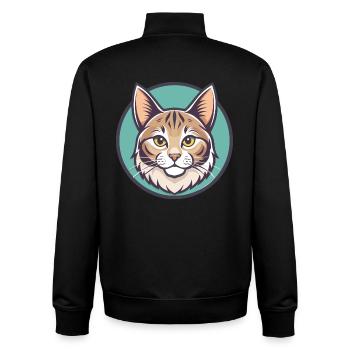 American Bobtail Cat Breed Cartoon Kawaii Animal - Unisex Organic Zip Sweatshirt by Stanley/Stella - black - Back - AI Model Male 185 light (185cm)