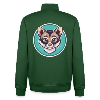 American Ringtail Cat Breed Cartoon Kawaii Animal - Unisex Organic Zip Sweatshirt by Stanley/Stella - bottle green - Back - AI Model Male 185 dark (185cm)