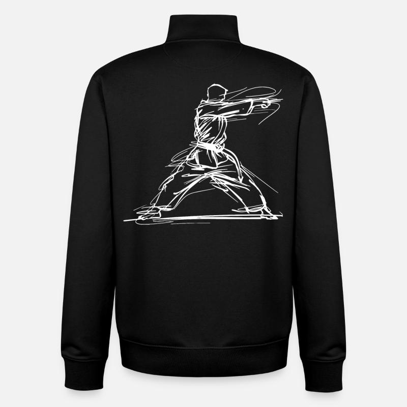 Croquis de Karateka - Sweat zippé unisexe en coton bio Stanley/Stella - noir