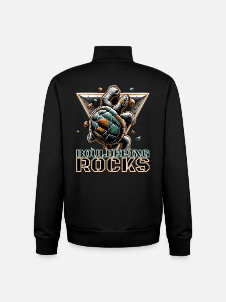 Bouldering Rocks Turtle Climbing Gift - Unisex Organic Zip Sweatshirt by Stanley/Stella - black