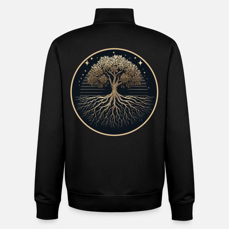 Tree Silhouette Roots - Unisex Organic Zip Sweatshirt by Stanley/Stella - black