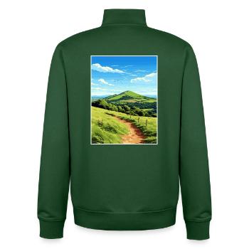 Malvern Hills Aonb Reise Poster Souvenir Farbe WP - Unisex Organic Zip Sweatshirt von Stanley/Stella - Flaschengrün - Hinten - AI Model Male 185 dark (185cm)
