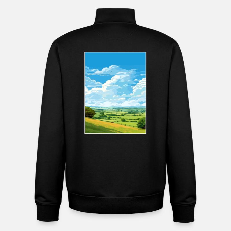Mendip Hills Aonb Affiche de voyage Souvenir Peinture WPA - Sweat zippé unisexe en coton bio Stanley/Stella - noir