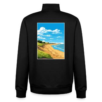 Norfolk Coast Aonb Reise Poster Souvenir Farbe WP - Unisex Organic Zip Sweatshirt von Stanley/Stella - Schwarz - Hinten - AI Model Male 185 light (185cm)