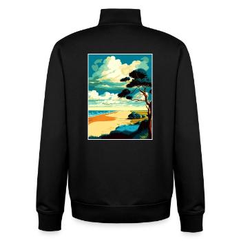 Norfolk Coast Anob Reise Poster Souvenir Farbe WP - Unisex Organic Zip Sweatshirt von Stanley/Stella - Schwarz - Hinten - AI Model Male 185 light (185cm)