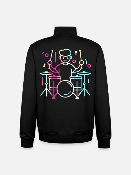 Drummer Boy Dessin - Sweat zippé unisexe en coton bio Stanley/Stella - noir