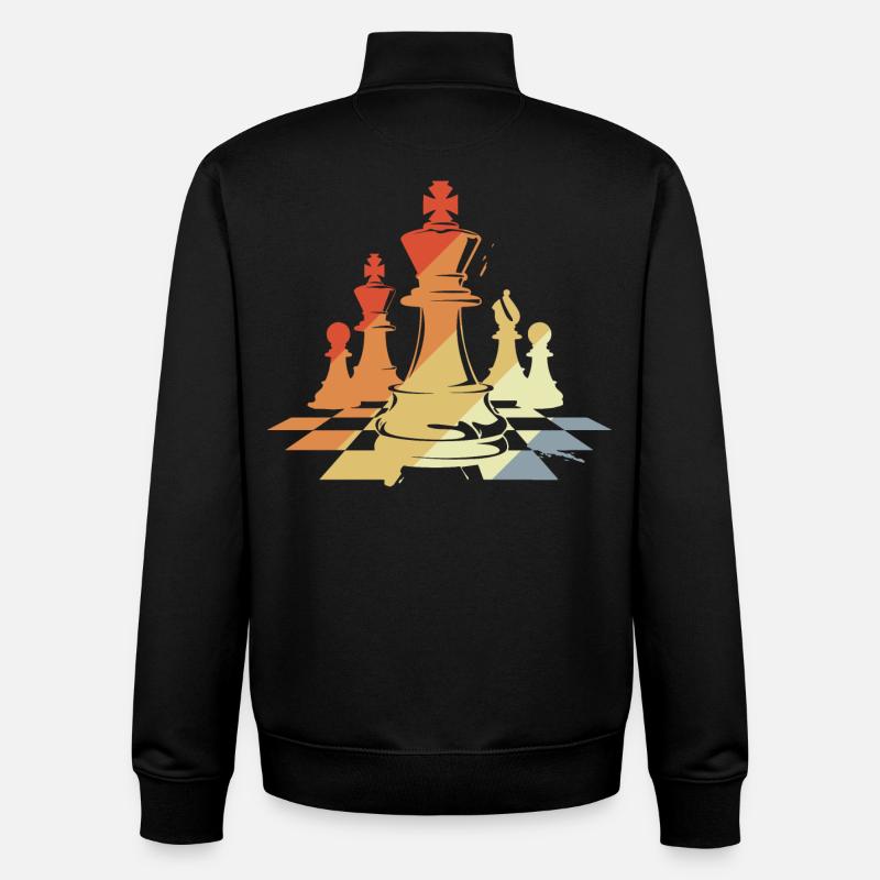 Chess Pieces Sketch Retro - Unisex Organic Zip Sweatshirt by Stanley/Stella - black