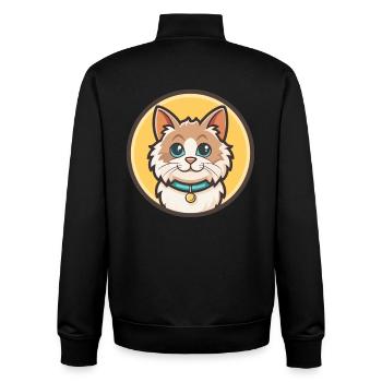 Angora turc Chat Race Dessin animé Kawaii Animal Pet - Sweat zippé unisexe en coton bio Stanley/Stella - noir - Dos - AI Model Male 185 light (185cm)