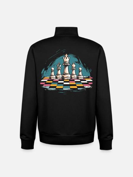 Graphismes d’échecs - Sweat zippé unisexe en coton bio Stanley/Stella - noir