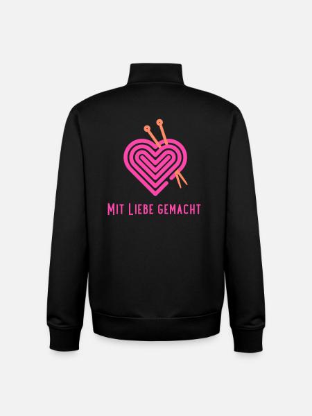 mit Liebe Häkelherz - Unisex Organic Zip Sweatshirt von Stanley/Stella - Schwarz