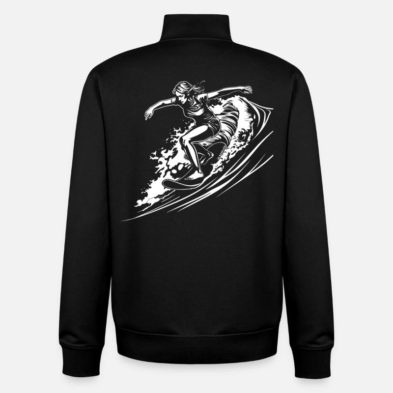 Weiblicher Surfer - Unisex Organic Zip Sweatshirt von Stanley/Stella - Schwarz