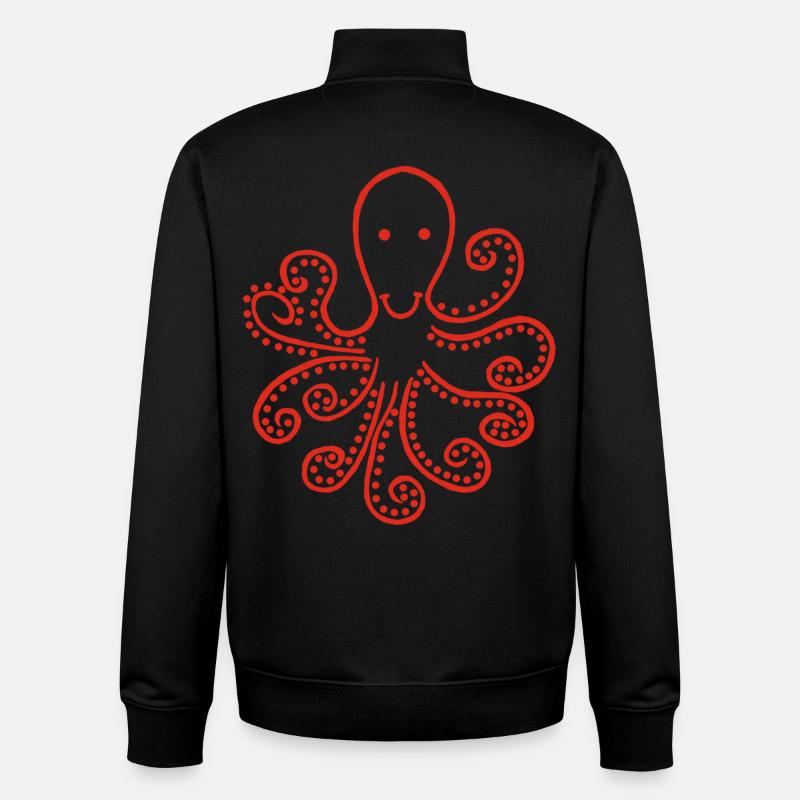 Pieuvre rouge étrange - Sweat zippé unisexe en coton bio Stanley/Stella - noir