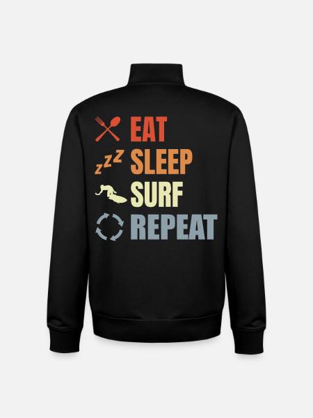 Eat Sleep Surf Repeat - Unisex Organic Zip Sweatshirt by Stanley/Stella - black