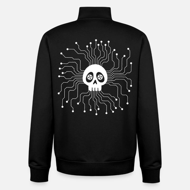 Crâne microprocesseur blanc - Sweat zippé unisexe en coton bio Stanley/Stella - noir