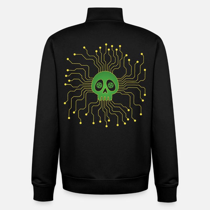 Crâne microprocesseur - Sweat zippé unisexe en coton bio Stanley/Stella - noir