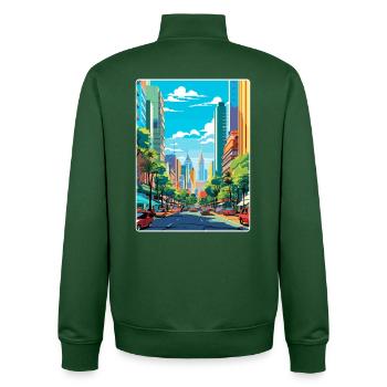 Sao Paulo Brazil Travel Poster Souvenir Paint WPA - Unisex Organic Zip Sweatshirt by Stanley/Stella - bottle green - Back - AI Model Male 185 dark (185cm)