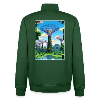 Supertree Grove Singapur Reiseposter Souvenir - Unisex Organic Zip Sweatshirt von Stanley/Stella - Flaschengrün - Hinten - AI Model Male 185 dark (185cm)