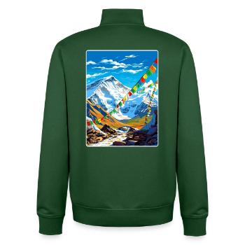 Mount Everest China Vintage Travel Poster Souvenir - Unisex Organic Zip Sweatshirt by Stanley/Stella - bottle green - Back - AI Model Male 185 dark (185cm)