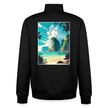 Phi Thaïlande Affiche de voyage thaïlandaise Peinture souvenir WPA - Sweat zippé unisexe en coton bio Stanley/Stella - noir - Dos - AI Model Male 185 light (185cm)