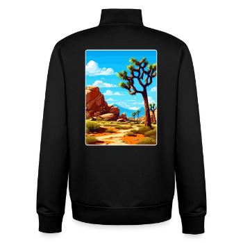 Joshua Tree National Park California Travel Poster - Unisex Organic Zip Sweatshirt by Stanley/Stella - black - Back - AI Model Male 185 light (185cm)