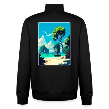 Phi Thaïlande Affiche de voyage thaïlandaise Peinture souvenir WPA - Sweat zippé unisexe en coton bio Stanley/Stella - noir - Dos - AI Model Male 185 light (185cm)