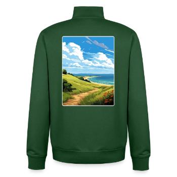 Llyn Aonb Travel Poster Souvenir Postcard Painting - Unisex Organic Zip Sweatshirt by Stanley/Stella - bottle green - Back - AI Model Male 185 dark (185cm)