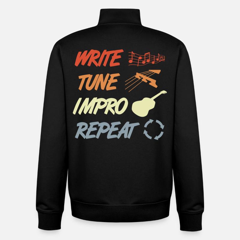 Routine de guitariste drôle - Sweat zippé unisexe en coton bio Stanley/Stella - noir