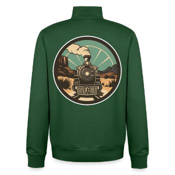 Railway Illustration - Unisex Organic Zip Sweatshirt by Stanley/Stella - bottle green - Back - AI Model Male 185 dark (185cm)