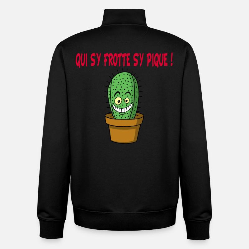 Cactus manga - Sweat zippé unisexe en coton bio Stanley/Stella - noir