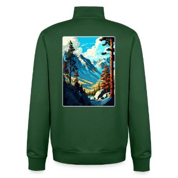 Kings Canyon National Park Travel Poster Souvenir - Unisex Organic Zip Sweatshirt by Stanley/Stella - bottle green - Back - AI Model Male 185 dark (185cm)
